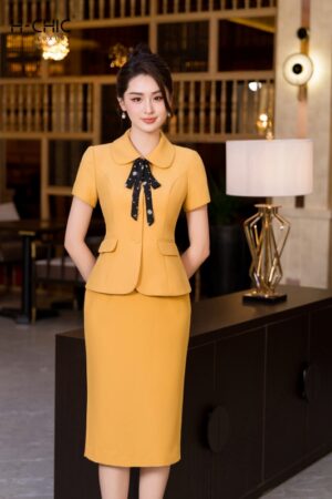 Set ký giả cổ sen tròn (Vàng)