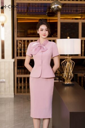 Set ký giả nơ luồn ( Hồng phấn)