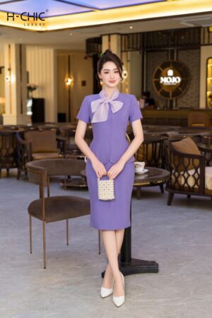 Set ký giả nơ luồn (Tím)