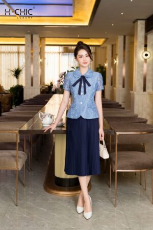 Set ký giả ren cổ sen tròn (Xanh)