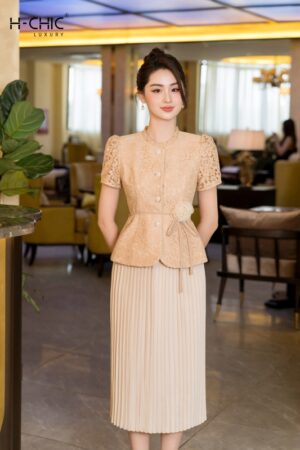 Set ký giả ren cổ tròn (Be)