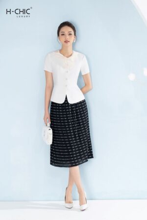 Set ký giả trắng cổ nơ