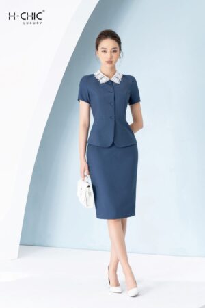 Set ký giả xanh cổ ren